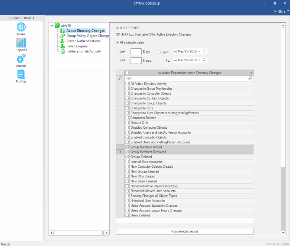 screenshot of CPTRAX for Windows
